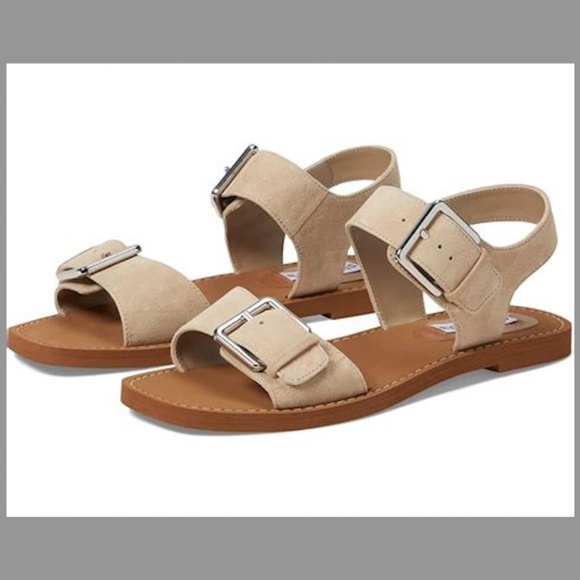 Steve Madden Sandals Santo Buckle Detailed Like New Color is Sand Size 8M - Picture 5 of 13